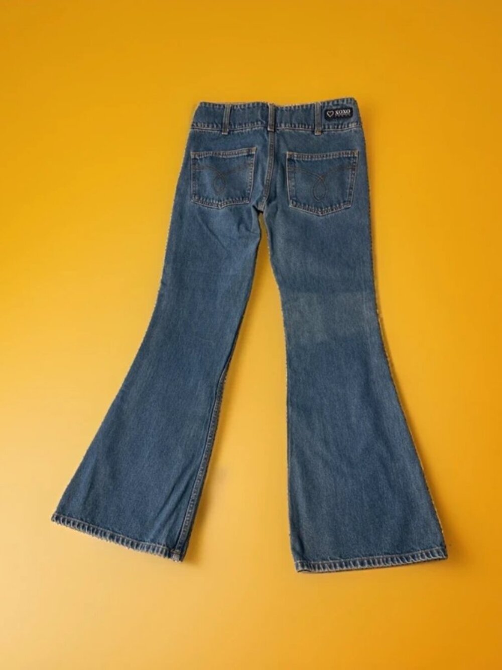 XOXO Womens Flare Jeans Juniors 5 28x31 100% Cotton Blue Boho Festival Y2K